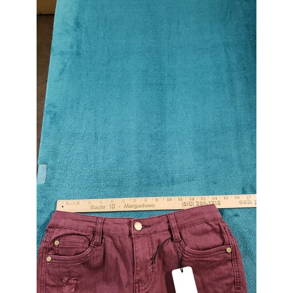Soho Babe Jeans Sz 7 Womens Red Mid Rise Skinny Distressed Stretch Ladies NWT - Picture 10 of 14
